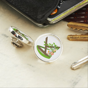 Capital letter K floral monogram Lapel Pin