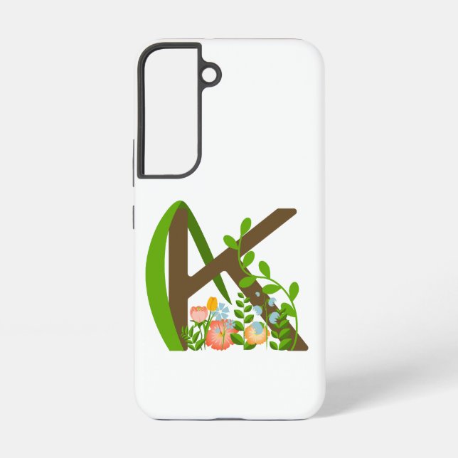 Capital letter K floral monogram Samsung Galaxy Case (Back)