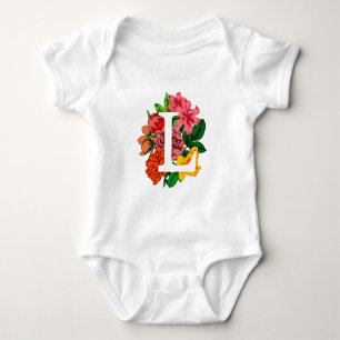 Capital letter L floral monogram Baby Bodysuit