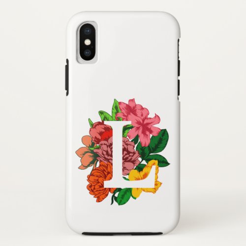 Capital letter L floral monogram iPhone X Case