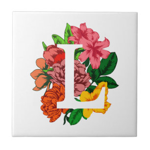 Capital letter L floral monogram Ceramic Tile