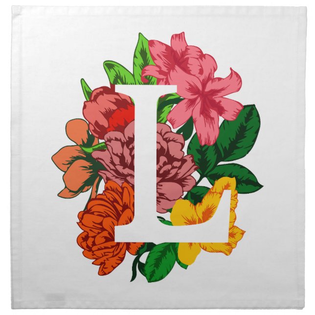 Capital letter L floral monogram Cloth Napkin (Front)