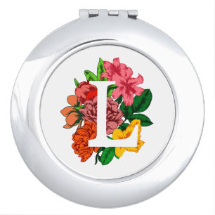 Capital letter L floral monogram Compact Mirror