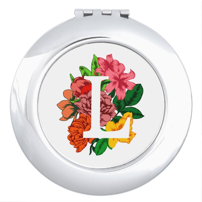 Capital letter L floral monogram Compact Mirror (Front)