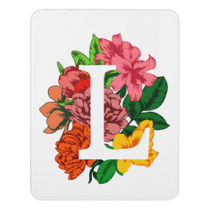 Capital letter L floral monogram Door Sign