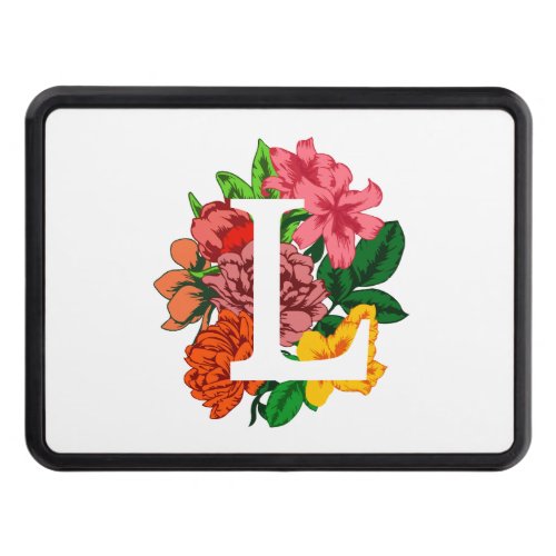 Capital letter L floral monogram Hitch Cover