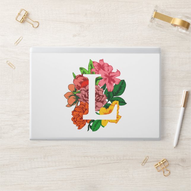 Capital letter L floral monogram HP Laptop Skin (Desk)