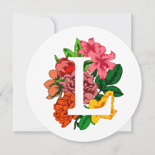Capital letter L floral monogram Invitation