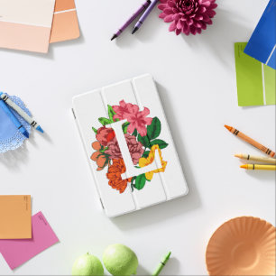 Capital letter L floral monogram iPad Mini Cover