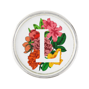 Capital letter L floral monogram Lapel Pin