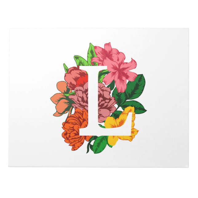 Capital letter L floral monogram Notepad (Front)