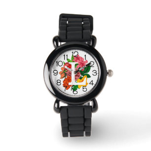 Capital letter L floral monogram Watch