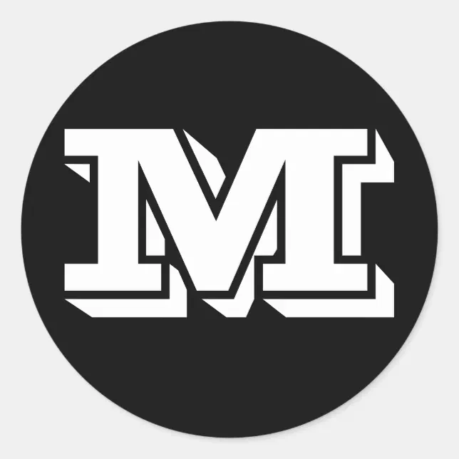 Capital Letter M Large Round Stickers by Janz | Zazzle