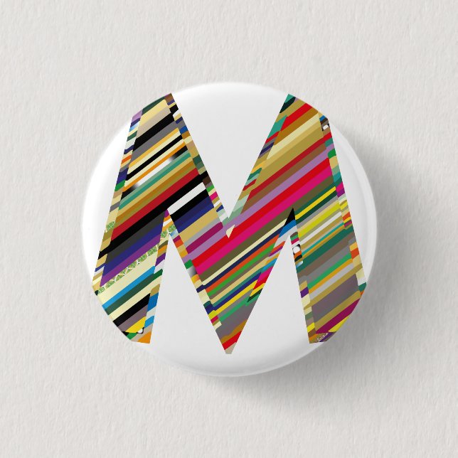 CAPITAL Letter M Multicolored, Button (Front)
