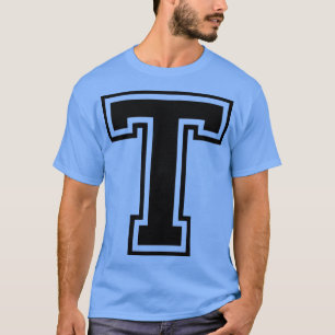 Capital Letter Name Initial Monogram T Black Text T-Shirt