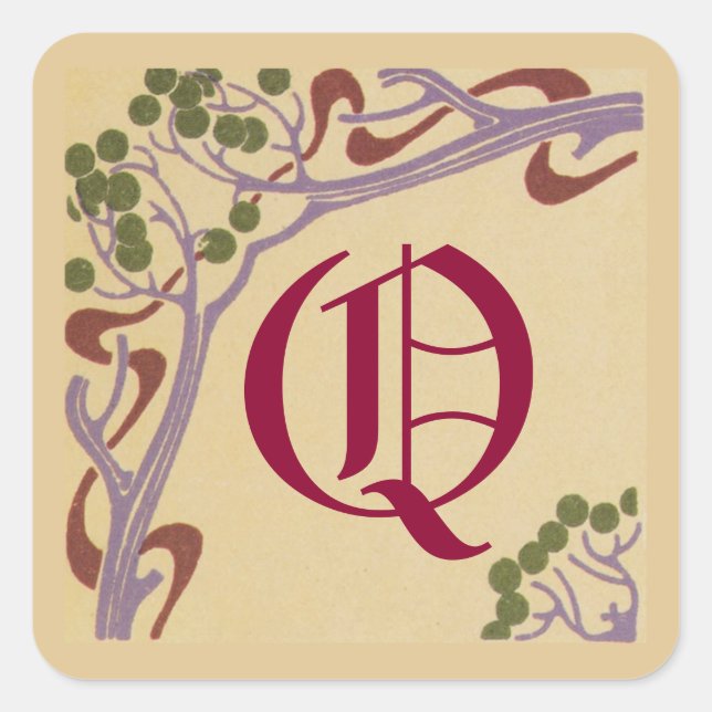 Capital Letter Q Art Nouveau Stickers by Janz (Front)