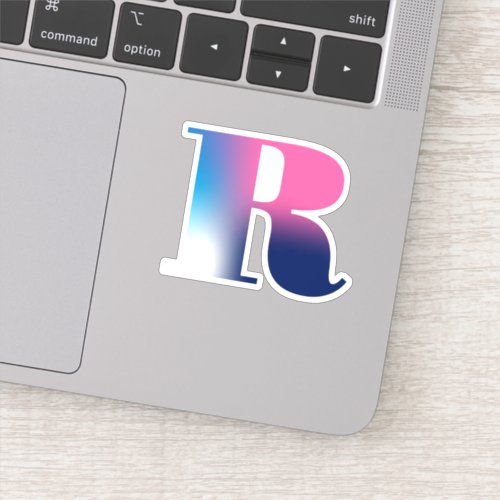 Capital Letter R Monogram Gradient Pink Blue White Sticker