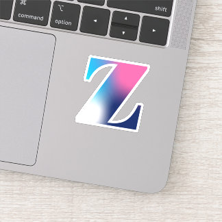 Capital Letter Z Monogram Gradient Pink Blue White Sticker