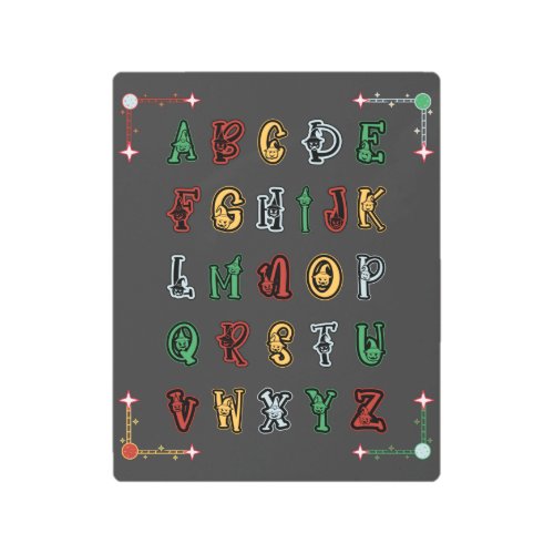 Capital Letters A to Z Halloween ABC Alphabet  Metal Print