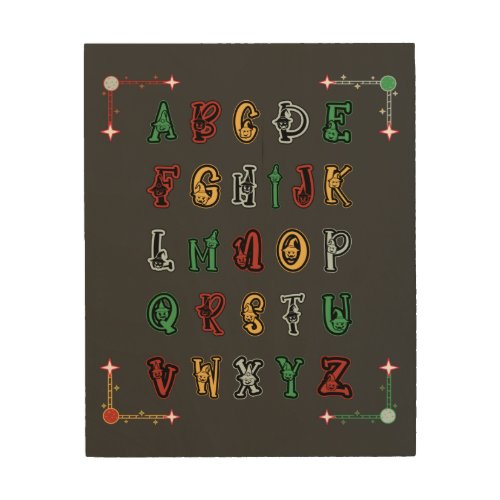 Capital Letters A to Z Halloween ABC Alphabet  Wood Wall Art