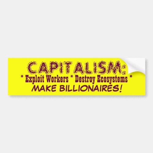 CAPITALISM bumpersticker Bumper Sticker