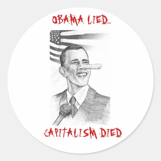 Capitalism Died Classic Round Sticker (Front)