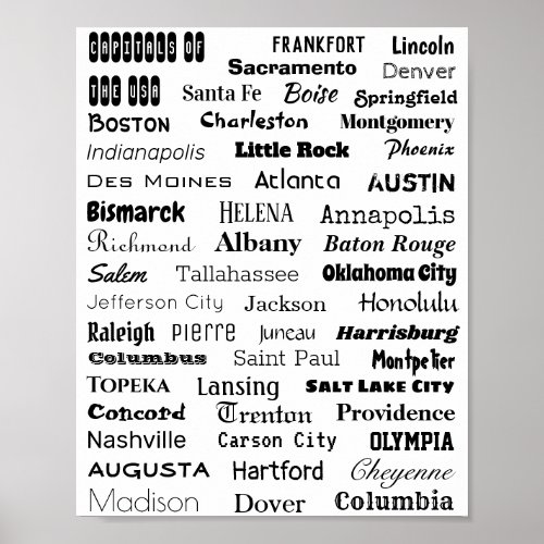 Capitals of the USA Poster