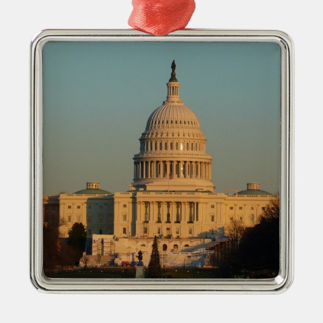 Capitol at Christmas Washington DC Holiday Metal Ornament (Front)