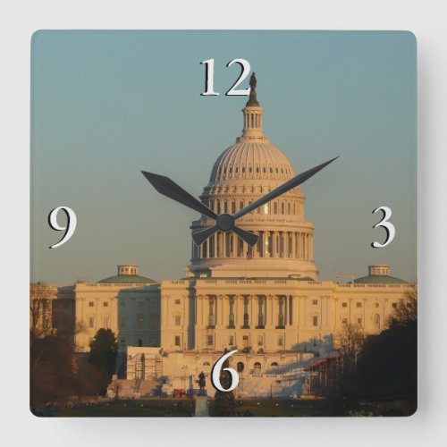 Capitol at Christmas Washington DC Holiday Square Wall Clock