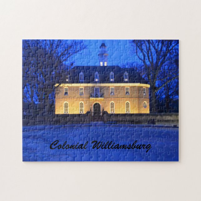Capitol building at dusk, Colonial Williamsburg Jigsaw Puzzle (Horizontal)