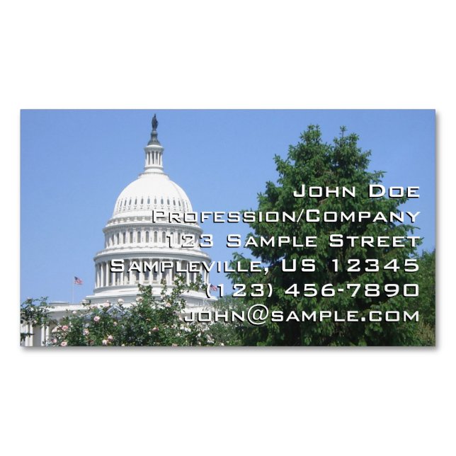Capitol Building from Bartholdi Park Business Card Magnet (Front)
