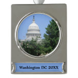 Capitol Building from Bartholdi Park Silver Plated Banner Ornament