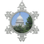 Capitol Building from Bartholdi Park Snowflake Pewter Christmas Ornament