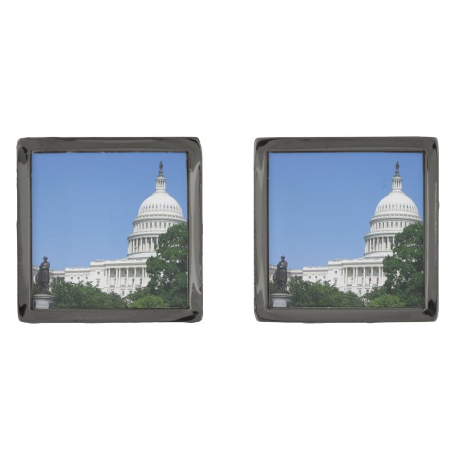 Capitol Building in Washington DC Gunmetal Finish Cufflinks (Front)