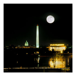 Capitol Building, Lincoln Memorial, Washington Poster