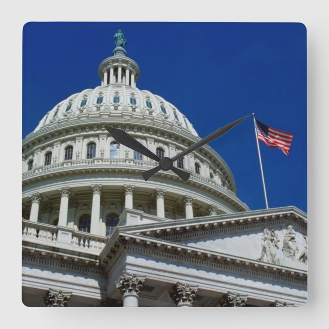 Capitol Building, Washington, USA Square Wall Clock (Front)