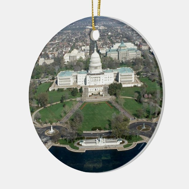 Capitol Hill Aerial Photograph 2 Ceramic Ornament (Left)