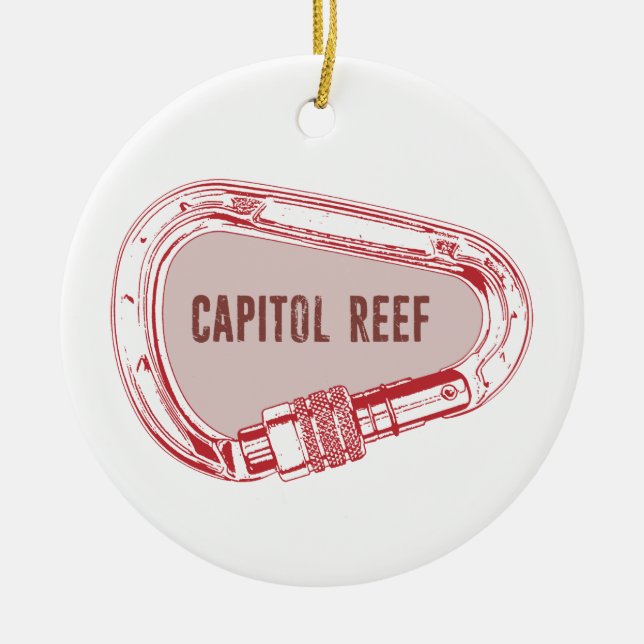 Capitol Reef Climbing Carabiner Ceramic Ornament (Front)