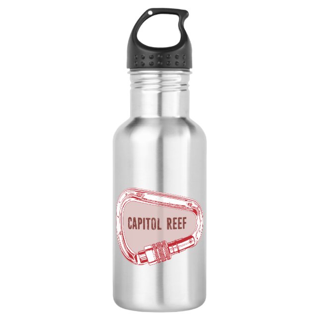 Capitol Reef Climbing Carabiner Stainless Steel Water Bottle (Front)
