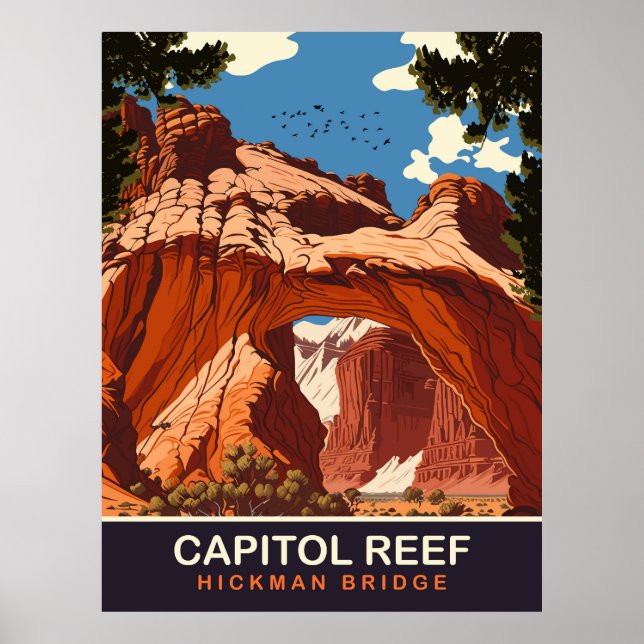 Capitol Reef, Hickman Bridge, Travel Poster (Front)