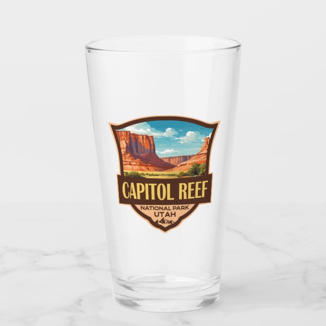 Capitol Reef National Park Illustration Retro Art Glass (Front)