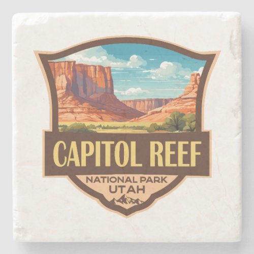 Capitol Reef National Park Illustration Retro Art Stone Coaster