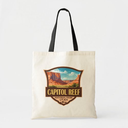 Capitol Reef National Park Illustration Retro Art Tote Bag