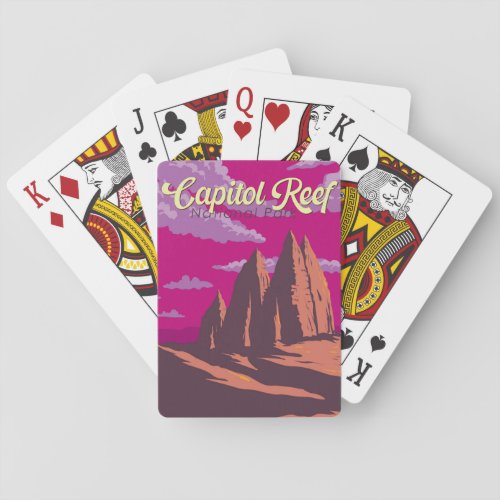 Capitol Reef National Park Illustration Travel Art Poker Cards