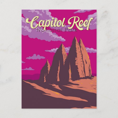 Capitol Reef National Park Illustration Travel Art Postcard
