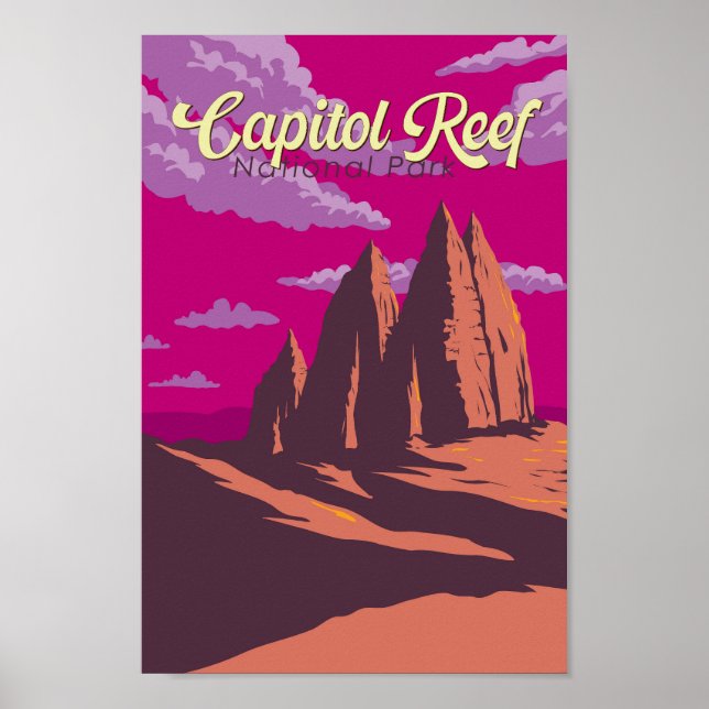 Capitol Reef National Park Illustration Travel Art Poster (Front)
