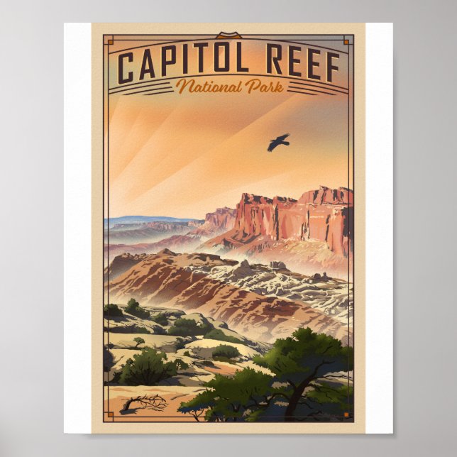 Capitol Reef National Park Litho Artwork Poster (Front)