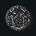 Capitol Reef National Park Monoline  Button<br><div class="desc">Capitol Reef monoline design. The park surrounds a long wrinkle in the earth known as the Waterpocket Fold,  with layers of golden sandstone,  canyons and striking rock formations.</div>