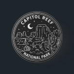 Capitol Reef National Park Monoline  Button<br><div class="desc">Capitol Reef monoline design. The park surrounds a long wrinkle in the earth known as the Waterpocket Fold,  with layers of golden sandstone,  canyons and striking rock formations.</div>