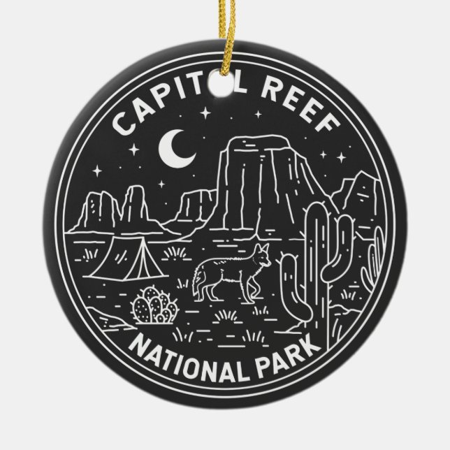 Capitol Reef National Park Monoline  Ceramic Ornament (Front)